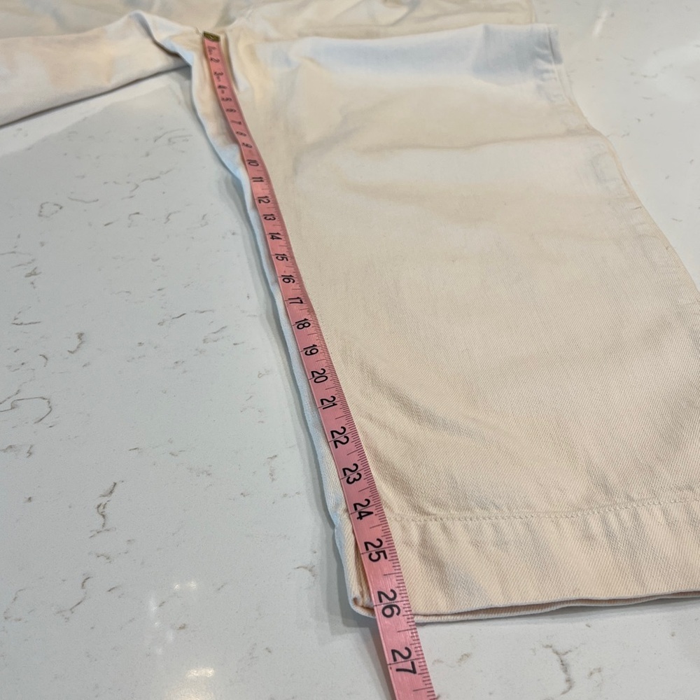 Banana Republic Factory Twill Straight Cream Pants Elastic Back Size L - Picture 12 of 13